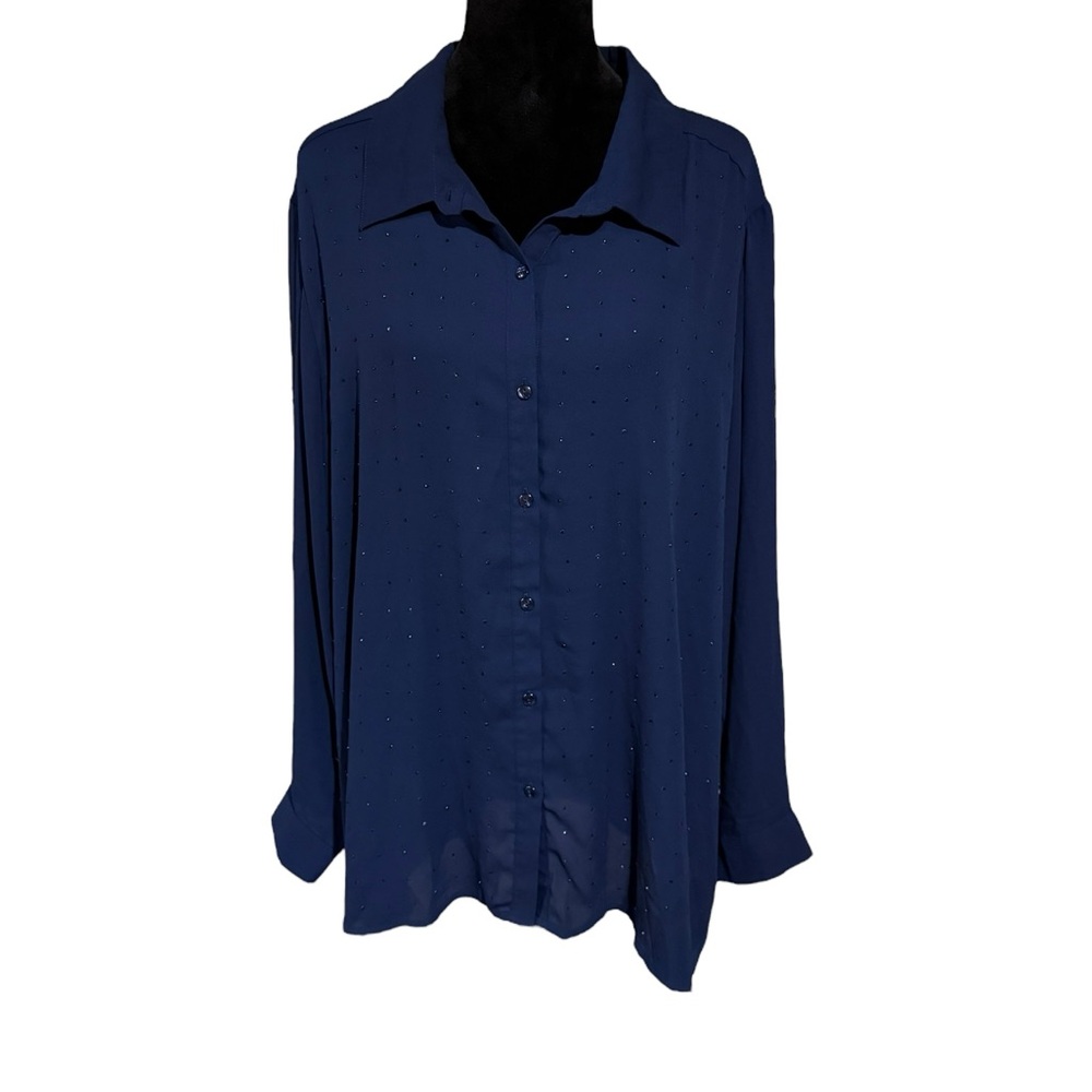 George Women's Navy Button Down Shirt